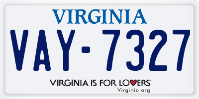 VA license plate VAY7327