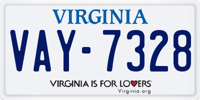 VA license plate VAY7328