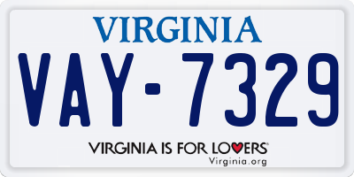 VA license plate VAY7329