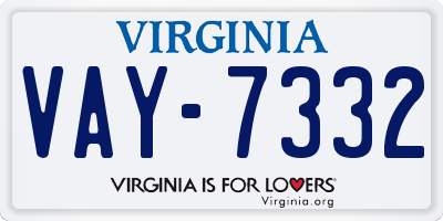VA license plate VAY7332