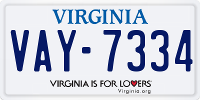 VA license plate VAY7334