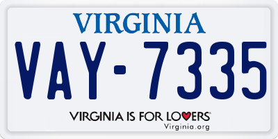 VA license plate VAY7335