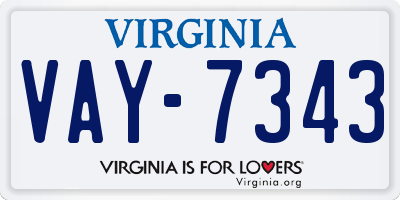 VA license plate VAY7343