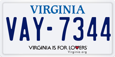 VA license plate VAY7344