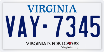 VA license plate VAY7345