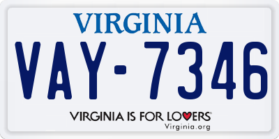 VA license plate VAY7346