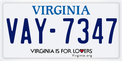 VA license plate VAY7347