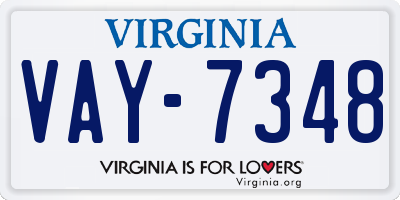 VA license plate VAY7348