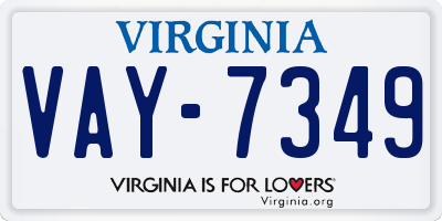 VA license plate VAY7349