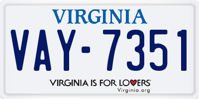 VA license plate VAY7351