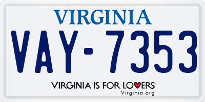 VA license plate VAY7353