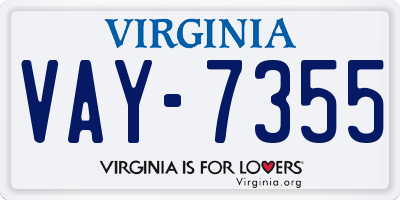 VA license plate VAY7355