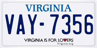 VA license plate VAY7356