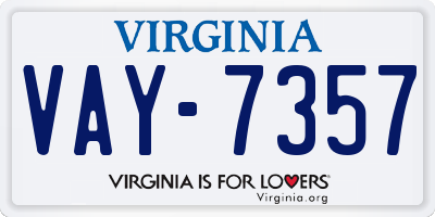 VA license plate VAY7357