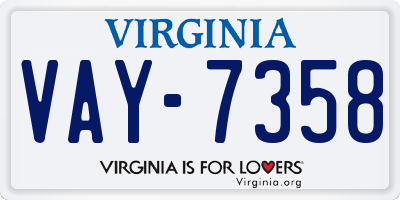 VA license plate VAY7358