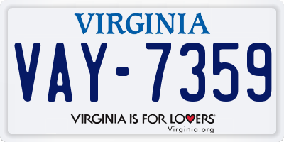 VA license plate VAY7359
