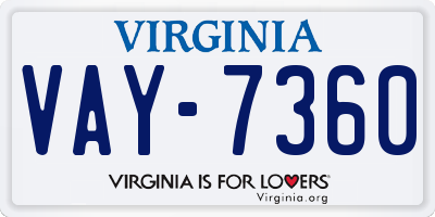 VA license plate VAY7360