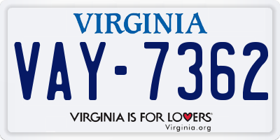 VA license plate VAY7362