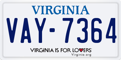 VA license plate VAY7364