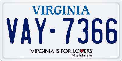 VA license plate VAY7366