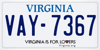 VA license plate VAY7367