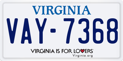VA license plate VAY7368
