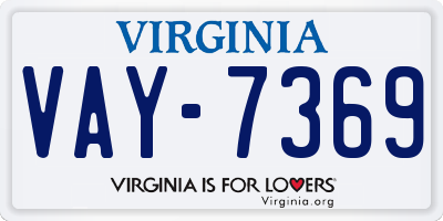 VA license plate VAY7369