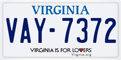 VA license plate VAY7372