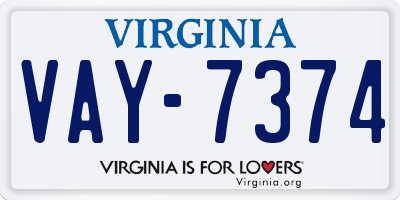 VA license plate VAY7374