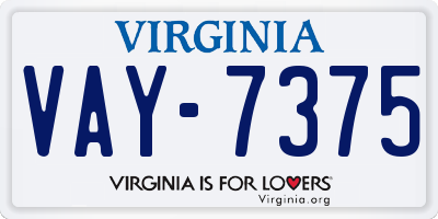 VA license plate VAY7375