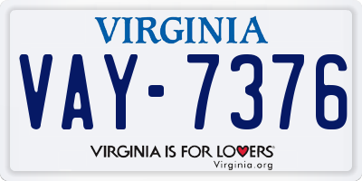 VA license plate VAY7376