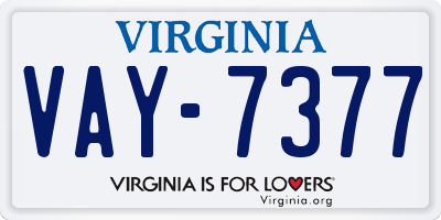 VA license plate VAY7377