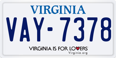 VA license plate VAY7378