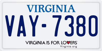 VA license plate VAY7380