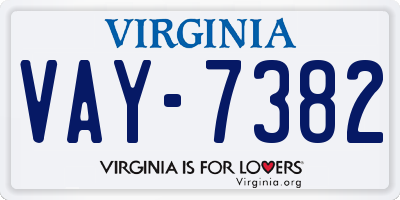 VA license plate VAY7382