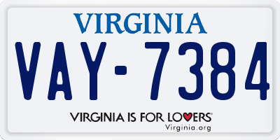 VA license plate VAY7384
