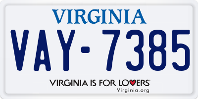 VA license plate VAY7385