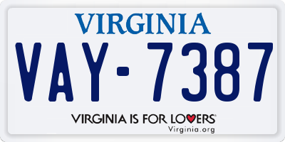 VA license plate VAY7387