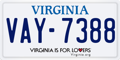 VA license plate VAY7388