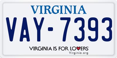 VA license plate VAY7393