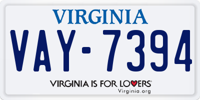 VA license plate VAY7394