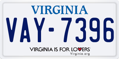 VA license plate VAY7396