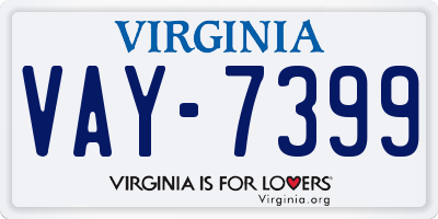 VA license plate VAY7399