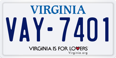 VA license plate VAY7401