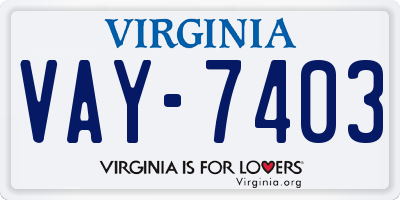 VA license plate VAY7403