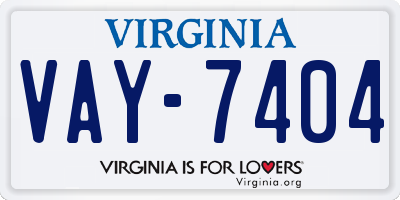VA license plate VAY7404