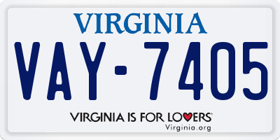 VA license plate VAY7405