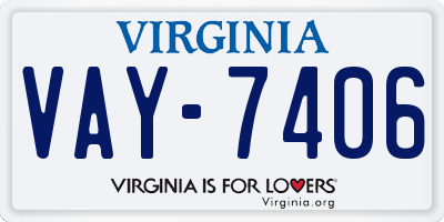 VA license plate VAY7406