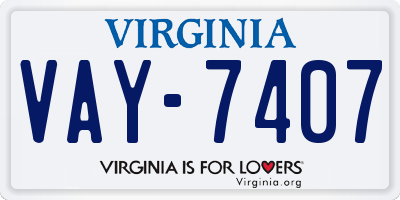 VA license plate VAY7407