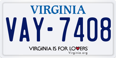 VA license plate VAY7408